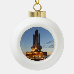 Space Shuttle Discovery Launch NASA Ceramic Ball Christmas Ornament