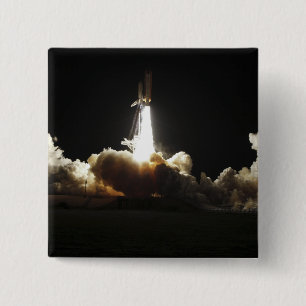 Space shuttle Discovery lifts off 2 Inch Square Button