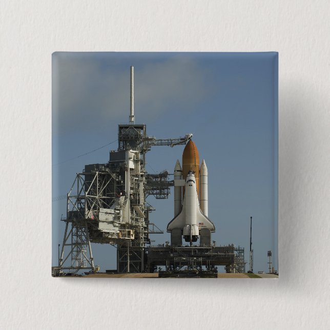 Space Shuttle Discovery sits ready 2 Inch Square Button (Front)