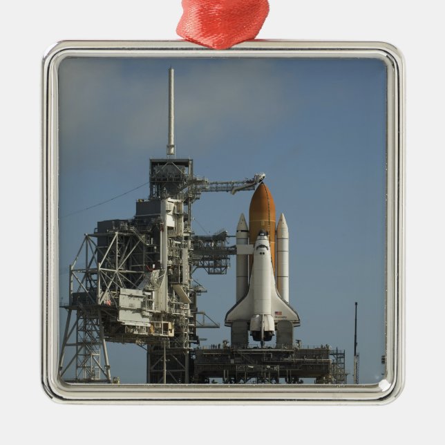 Space Shuttle Discovery sits ready 2 Metal Ornament (Front)