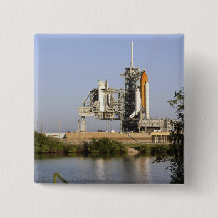 Space Shuttle Discovery sits ready 3 2 Inch Square Button
