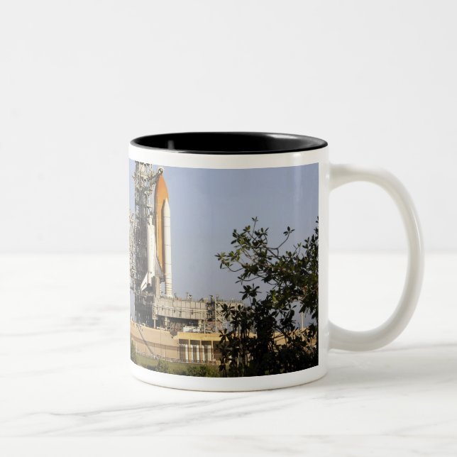Space Shuttle Discovery sits ready 3 Two-Tone Coffee Mug (Right)