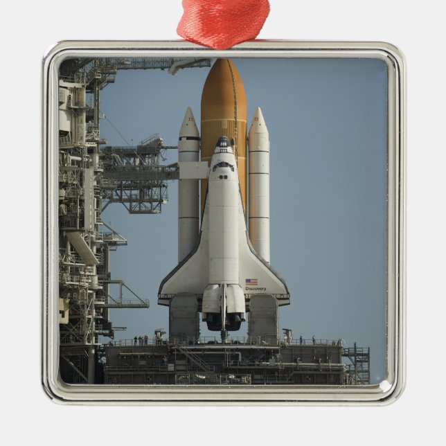 Space Shuttle Discovery sits ready Metal Ornament (Front)
