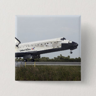 Space Shuttle Discovery touches down 2 Inch Square Button