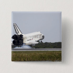 Space Shuttle Discovery touches down 2 Inch Square Button