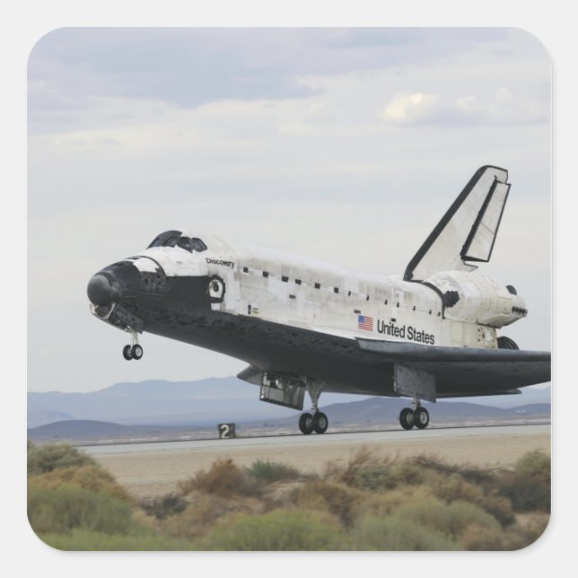 Space Shuttle Discovery's main landing gear Square Sticker (Front)