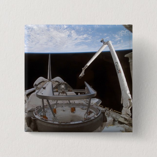 Space Shuttle Discovery's payload bay 2 Inch Square Button (Front)
