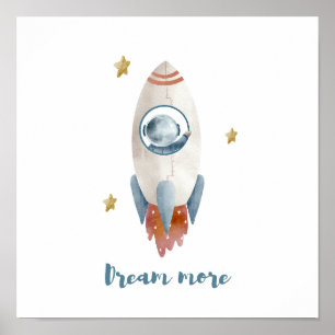 Space Shuttle Dream More  white Colour Poster