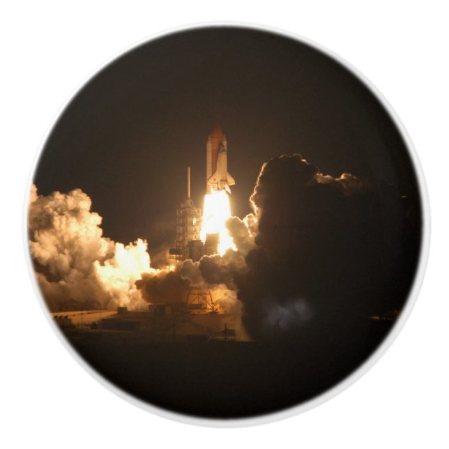 Space Shuttle Earth Orbital Spacecraft Night Canva Ceramic Knob (Front)