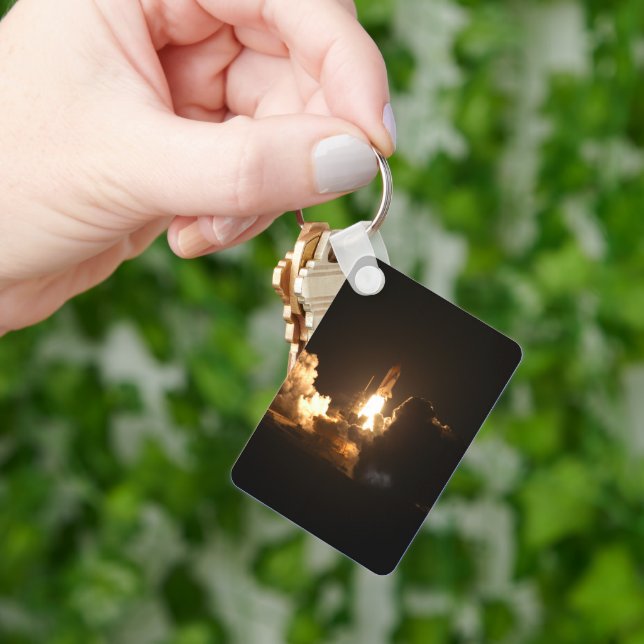 Space Shuttle Earth Orbital Spacecraft Night Canva Keychain (Hand)