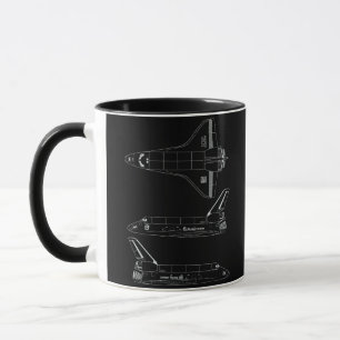 Space Shuttle Endeavor All Black Blueprint Mug