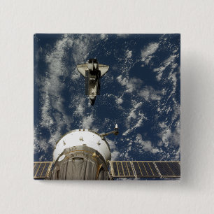 Space Shuttle Endeavour and a Soyuz spacecraft 2 Inch Square Button