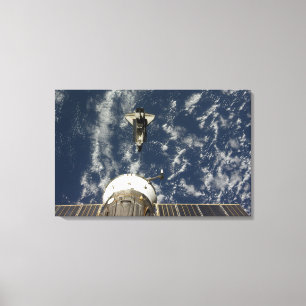 Space Shuttle Endeavour and a Soyuz spacecraft Canvas Print