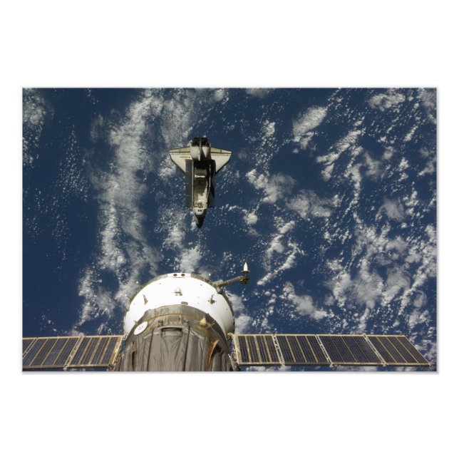 Space Shuttle Endeavour and a Soyuz spacecraft Photo Print (Front)