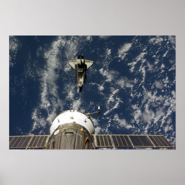 Space Shuttle Endeavour and a Soyuz spacecraft Poster (Front)