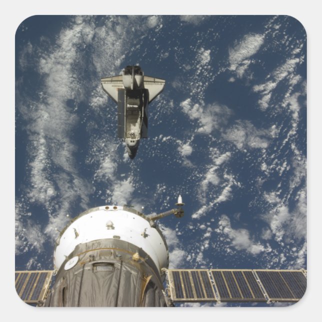 Space Shuttle Endeavour and a Soyuz spacecraft Square Sticker (Front)