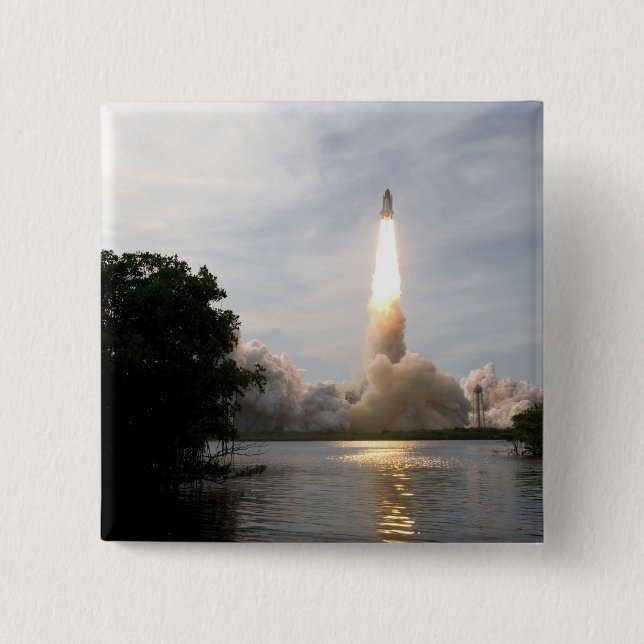 Space Shuttle Endeavour lifts off 4 2 Inch Square Button (Front)