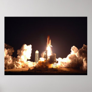Space Shuttle Endeavour night lift-off Poster