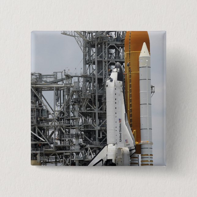 Space Shuttle Endeavour on the launch pad 2 2 Inch Square Button (Front)