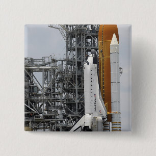 Space Shuttle Endeavour on the launch pad 2 Inch Square Button