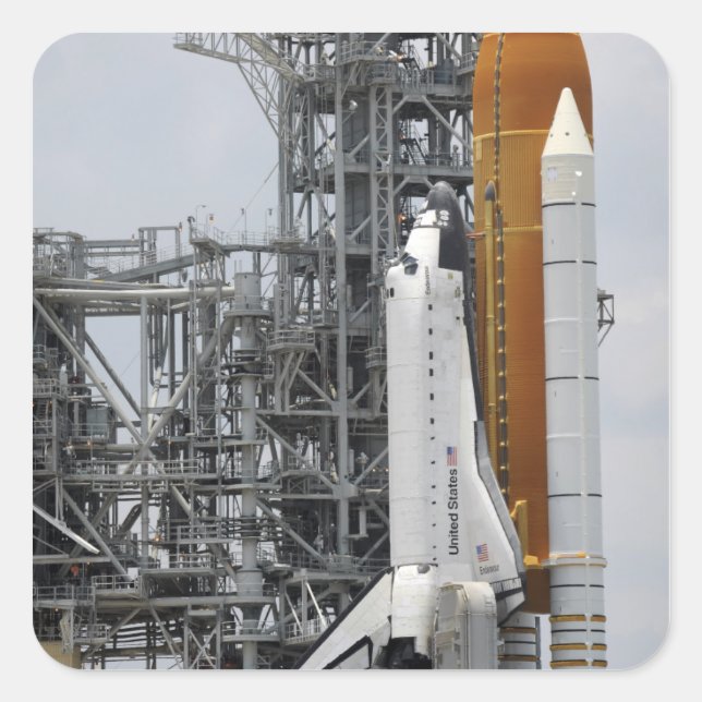 Space Shuttle Endeavour on the launch pad 2 Square Sticker (Front)