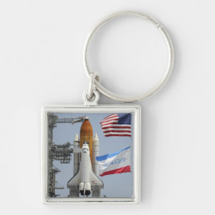 Space Shuttle Endeavour on the launch pad 3 Keychain