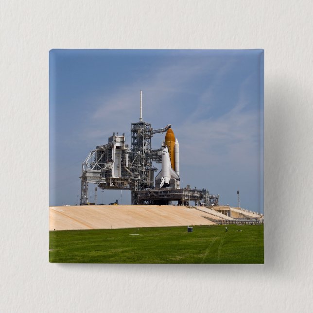 Space Shuttle Endeavour on the launch pad 4 2 Inch Square Button (Front)