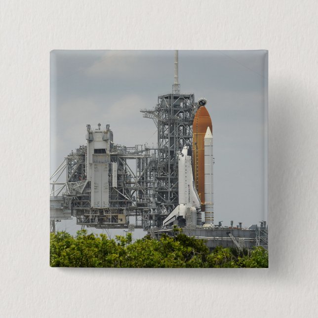 Space Shuttle Endeavour on the launch pad 5 2 Inch Square Button (Front)