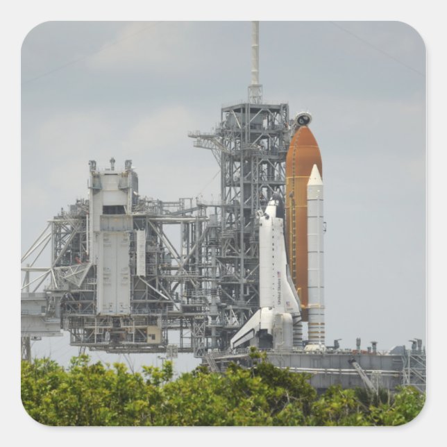 Space Shuttle Endeavour on the launch pad 5 Square Sticker (Front)