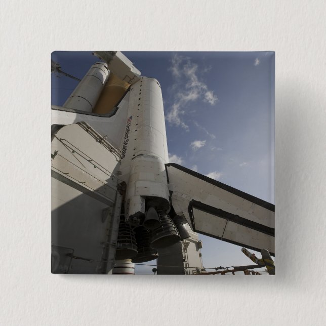 Space Shuttle Endeavour on the launch pad 6 2 Inch Square Button (Front)