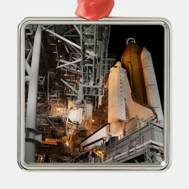 Space Shuttle Endeavour on the launch pad Metal Ornament (Front)