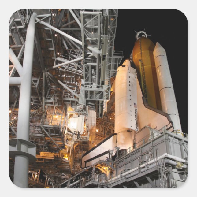 Space Shuttle Endeavour on the launch pad Square Sticker (Front)