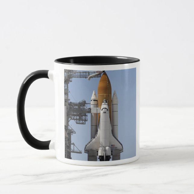 Space Shuttle Endeavour sits ready Mug (Left)