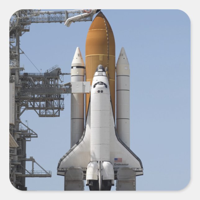 Space Shuttle Endeavour sits ready Square Sticker (Front)