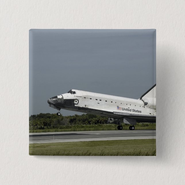 Space Shuttle Endeavour touches down 2 Inch Square Button (Front)