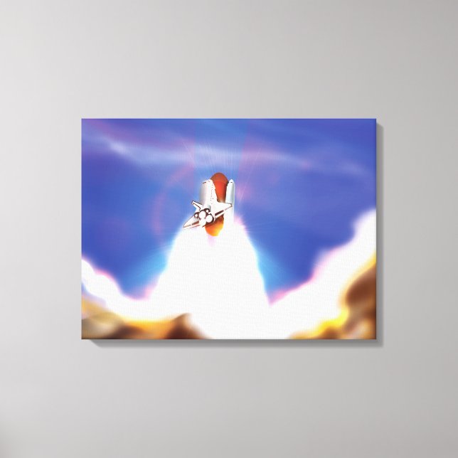 Space Shuttle Launch Illustration Canvas Print (Front)