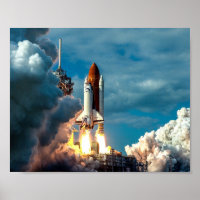 Space Shuttle lift off going into space poster