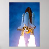 Space Shuttle lift off into space poster
