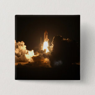 Space Shuttle Night Launch Poster Pinback Button