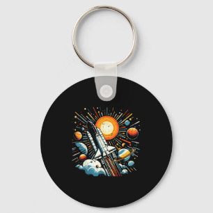 Space Shuttle Sun Planets Rocket Galaxy Boys Kids  Keychain