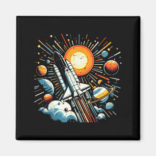 Space Shuttle Sun Planets Rocket Galaxy Boys Kids Magnet