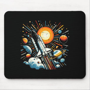 Space Shuttle Sun Planets Rocket Galaxy Boys Kids Mouse Pad