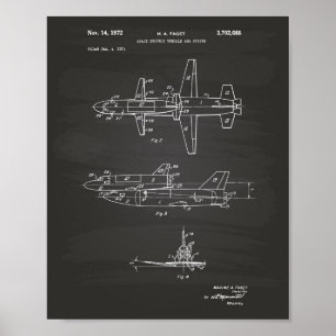 Space Shuttle Vehicle 1972 Patent Art Chalkboard Poster