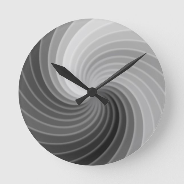 Space Silver Twirl Round Clock (Front)