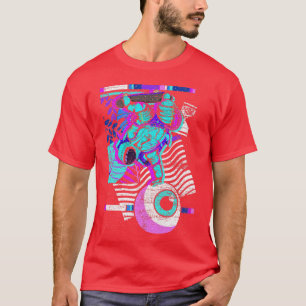 Space Skateboard 80s Aesthetics Eyeball Vaporwave T-Shirt