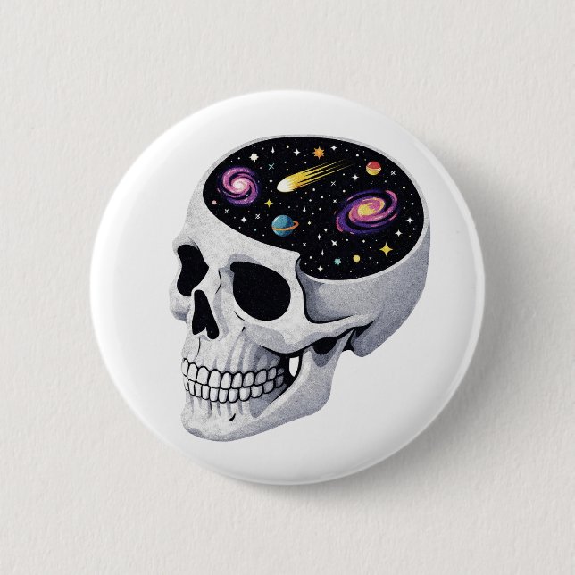 Space Skull 2 Inch Round Button (Front)