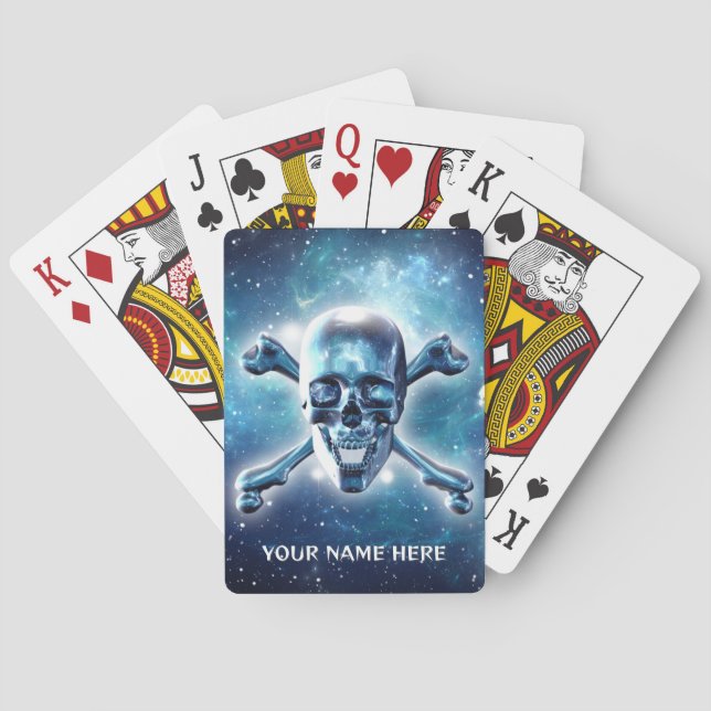 Space skull and crossbones. Personalized Playing Cards (Back)