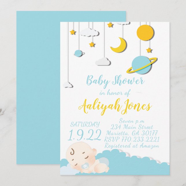 Space Sleeping Baby Invitation (Front/Back)