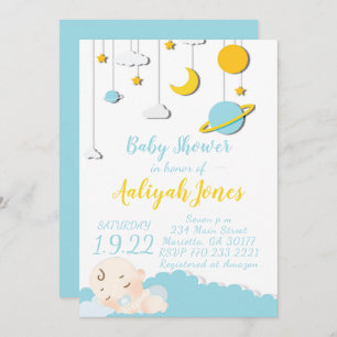 Space Sleeping Baby Invitation