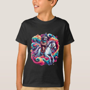 Space Sloth Horse Funny Horseback Riding Women Tee